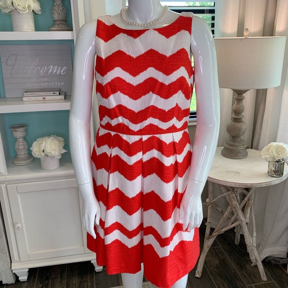 Just Taylor Dress Chevron Print Size 14 - Picture 3 of 8